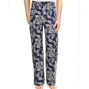 Ted Baker Botanical Woven Poplin PJ Lounge Pants w/ Pockets | Mens S, Blue White